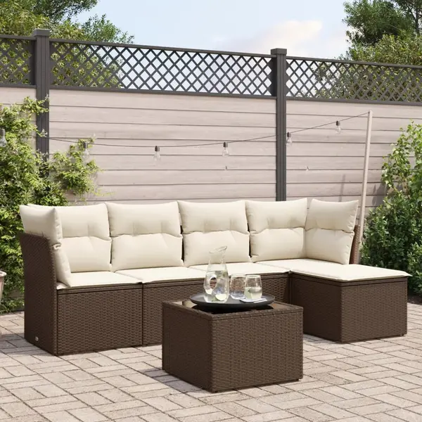 Gossi set canapele de gradina cu perne, 6 piese, maro, poliratan