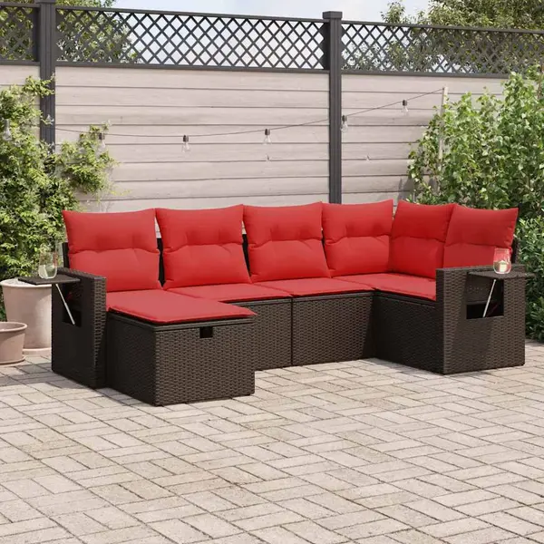 Gossi set canapele de gradina cu perne, 6 piese, maro, poliratan