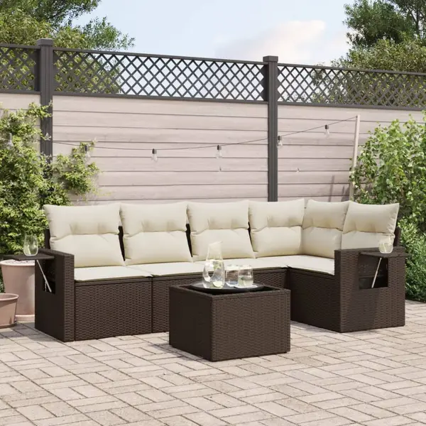 Gossi set canapele de gradina cu perne, 6 piese, maro, poliratan