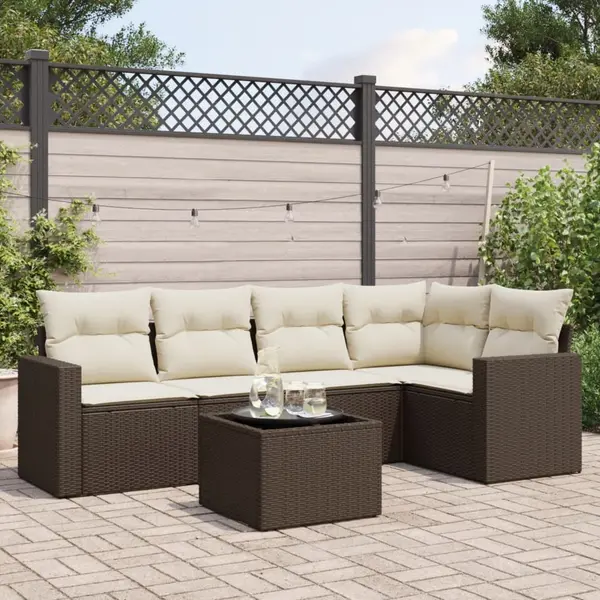 Gossi set canapele de gradina cu perne, 6 piese, maro, poliratan