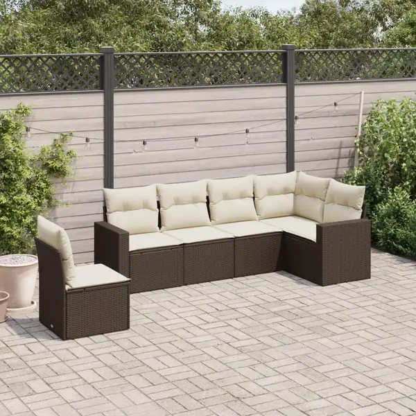 Gossi set canapele de gradina cu perne, 6 piese, maro, poliratan