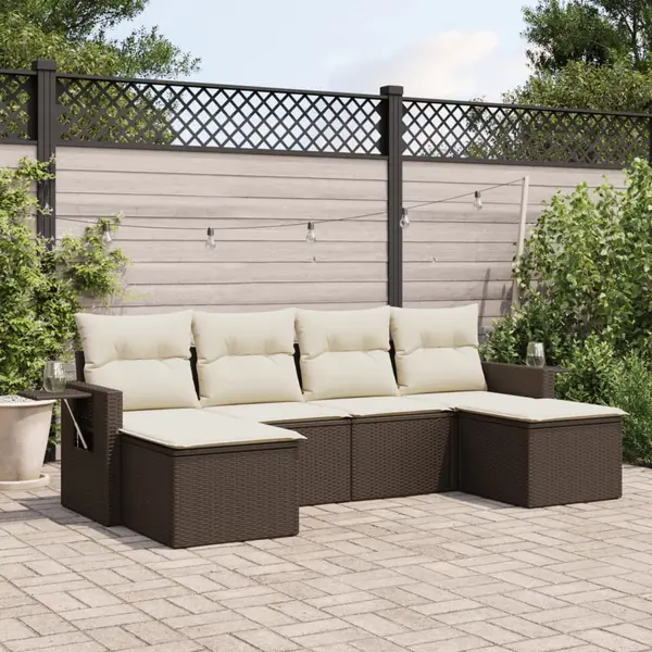 Gossi set canapele de gradina cu perne, 6 piese, maro, poliratan