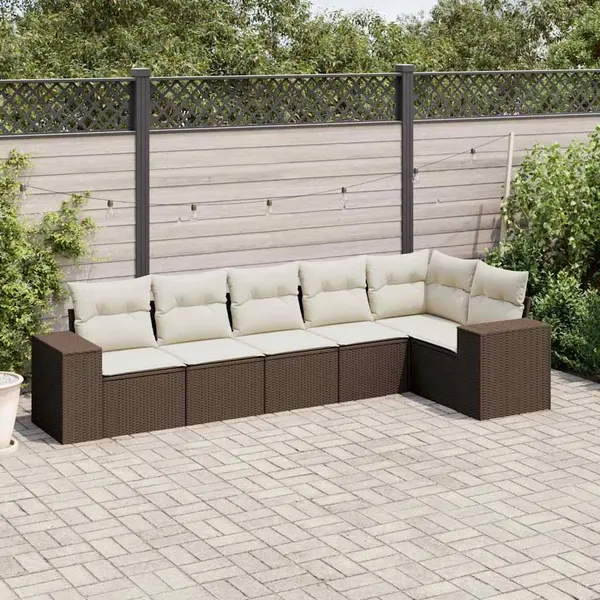 Gossi set canapele de gradina cu perne, 6 piese, maro, poliratan