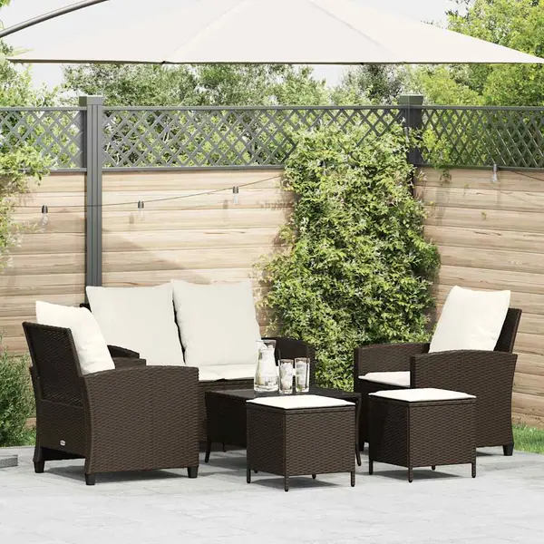 Gossi set canapele de gradina cu perne, 6 piese, maro, poliratan