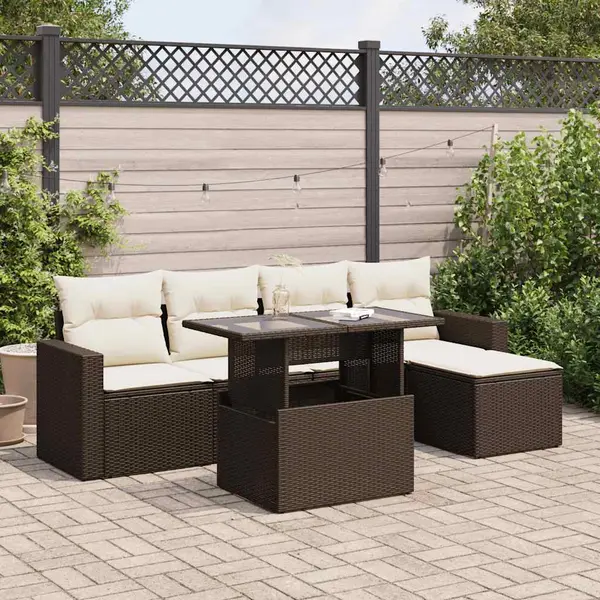 Gossi set canapele de gradina cu perne, 6 piese, maro, poliratan