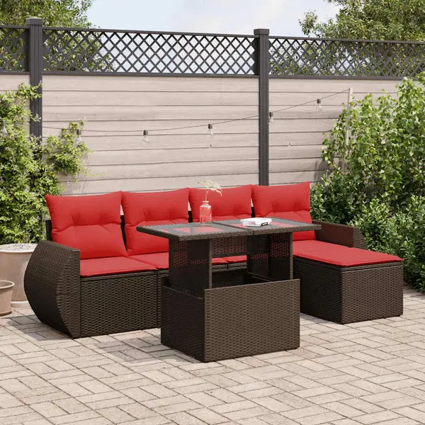 Gossi set canapele de gradina cu perne, 6 piese, maro, poliratan