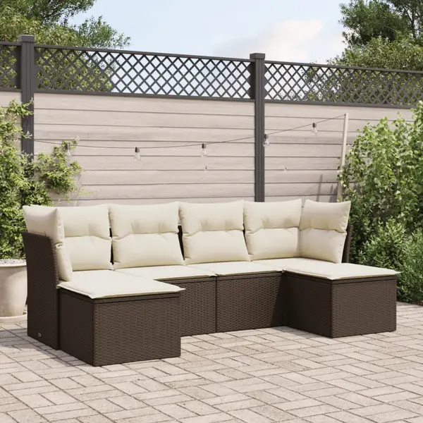 Gossi set canapele de gradina cu perne, 6 piese, maro, poliratan