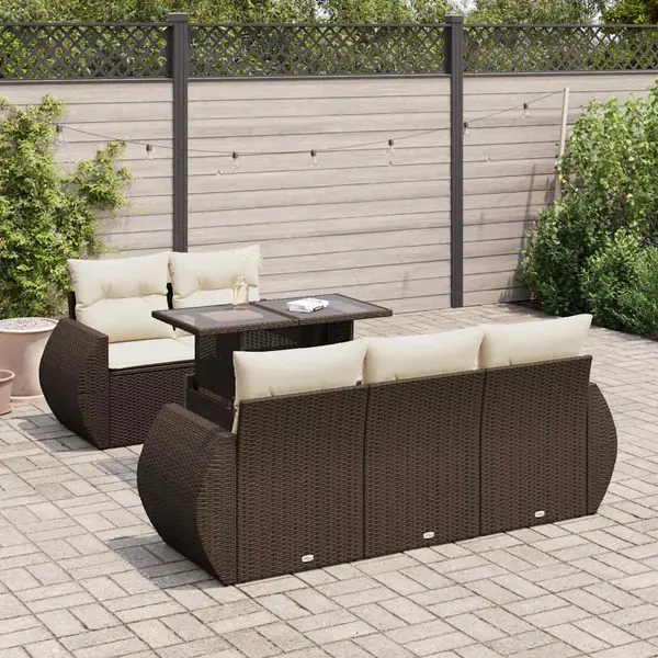 Gossi set canapele de gradina cu perne, 6 piese, maro, poliratan