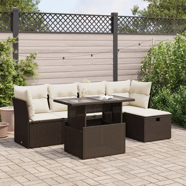 Gossi set canapele de gradina cu perne, 6 piese, maro, poliratan