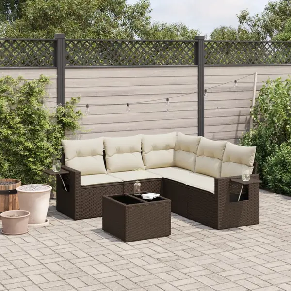 Gossi set canapele de gradina cu perne, 6 piese, maro, poliratan