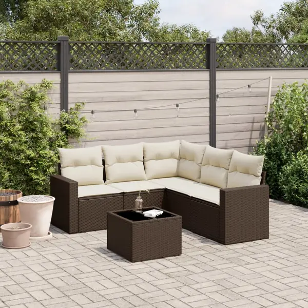 Gossi set canapele de gradina cu perne, 6 piese, maro, poliratan