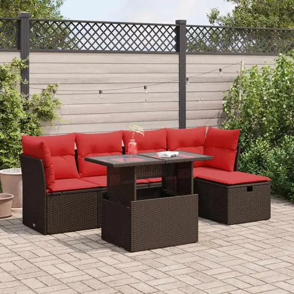 Gossi set canapele de gradina cu perne, 6 piese, maro, poliratan