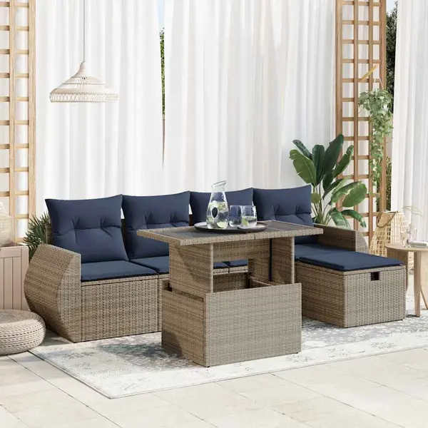 Gossi set canapele de gradina cu perne, 6 piese, maro, poliratan