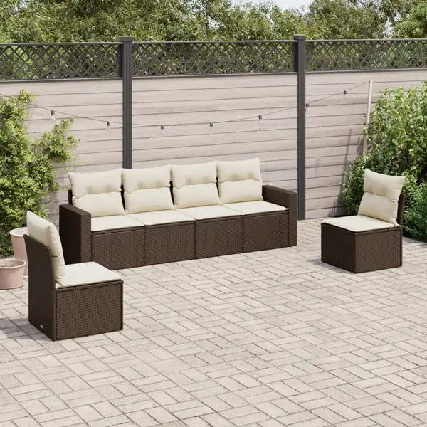 Gossi set canapele de gradina cu perne, 6 piese, maro, poliratan