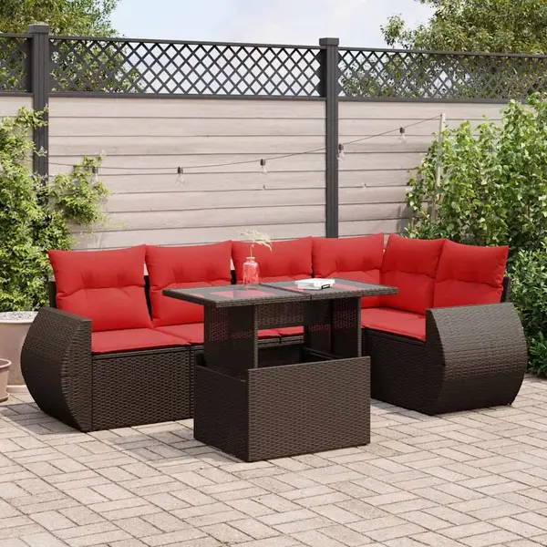 Gossi set canapele de gradina cu perne, 6 piese, maro, poliratan