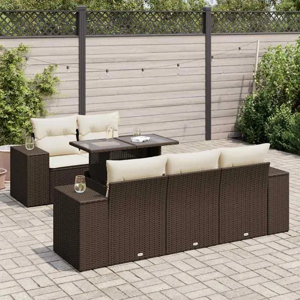 Gossi set canapele de gradina cu perne, 6 piese, maro, poliratan