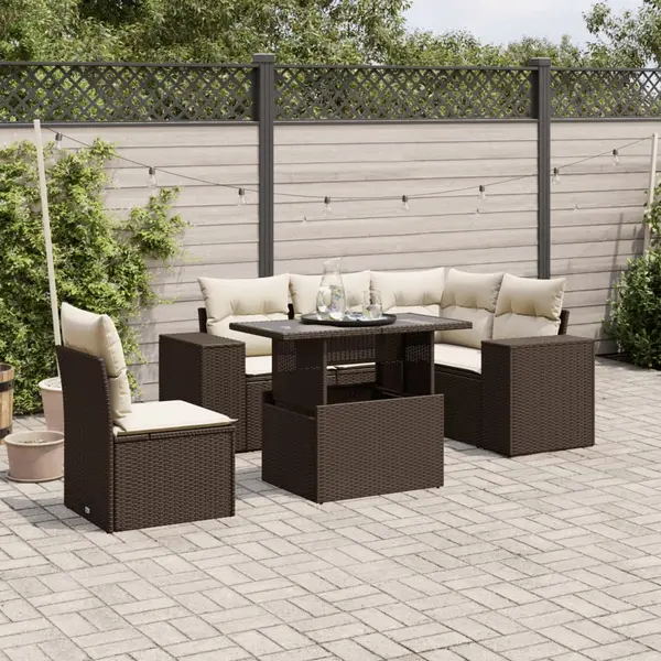 Gossi set canapele de gradina cu perne, 6 piese, maro, poliratan