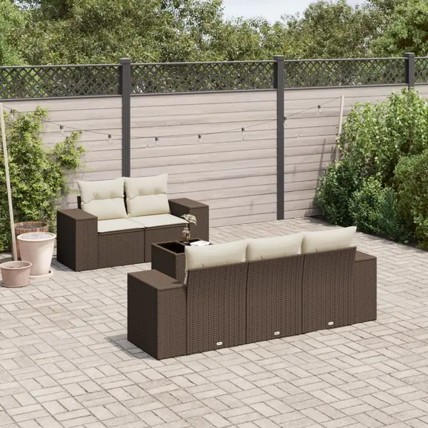 Gossi set canapele de gradina cu perne, 6 piese, maro, poliratan