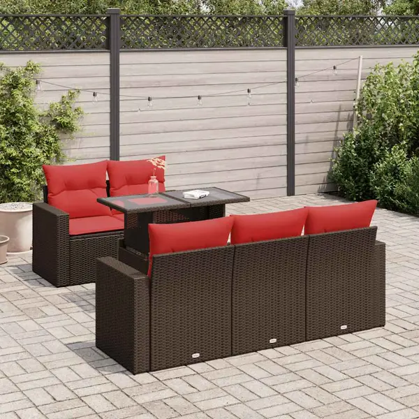 Gossi set canapele de gradina cu perne, 6 piese, maro, poliratan
