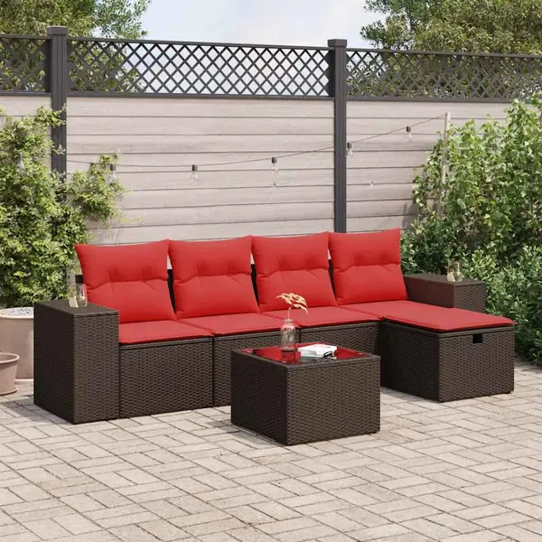 Gossi set canapele de gradina cu perne, 6 piese, maro, poliratan