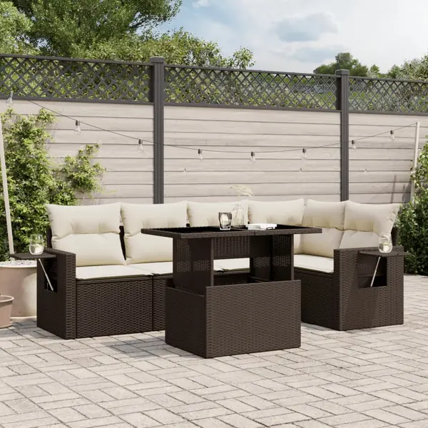 Gossi set canapele de gradina cu perne, 6 piese, maro, poliratan