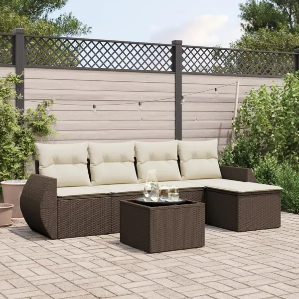 Gossi set canapele de gradina cu perne, 6 piese, maro, poliratan