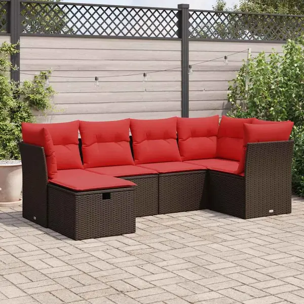Gossi set canapele de gradina cu perne, 6 piese, maro, poliratan