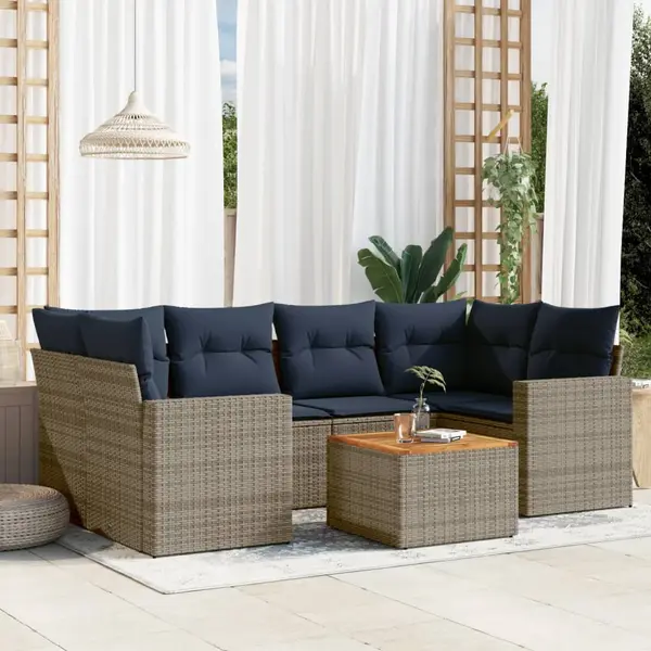 Gossi set canapele de gradina cu perne, 7 piese, gri, poliratan