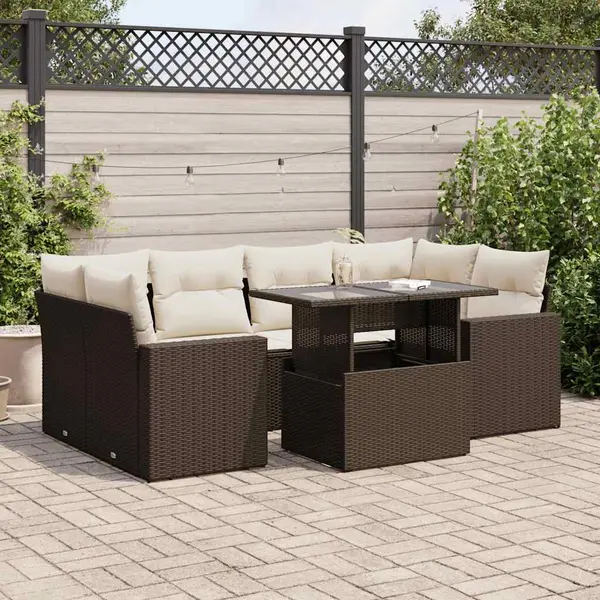 Gossi set canapele de gradina cu perne, 7 piese, maro, poliratan