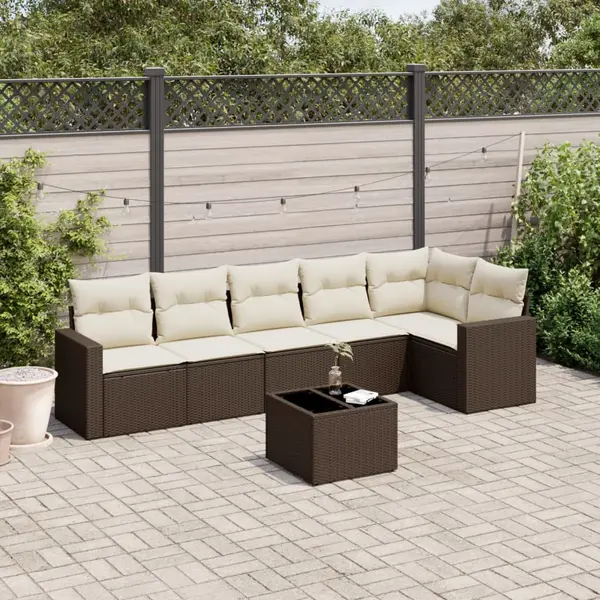 Gossi set canapele de gradina cu perne, 7 piese, maro, poliratan