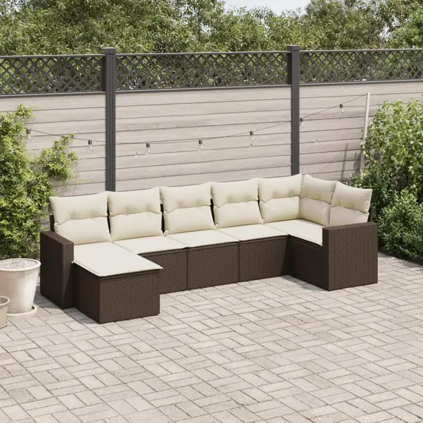 Gossi set canapele de gradina cu perne, 7 piese, maro, poliratan