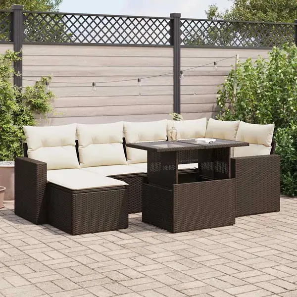 Gossi set canapele de gradina cu perne, 7 piese, maro, poliratan