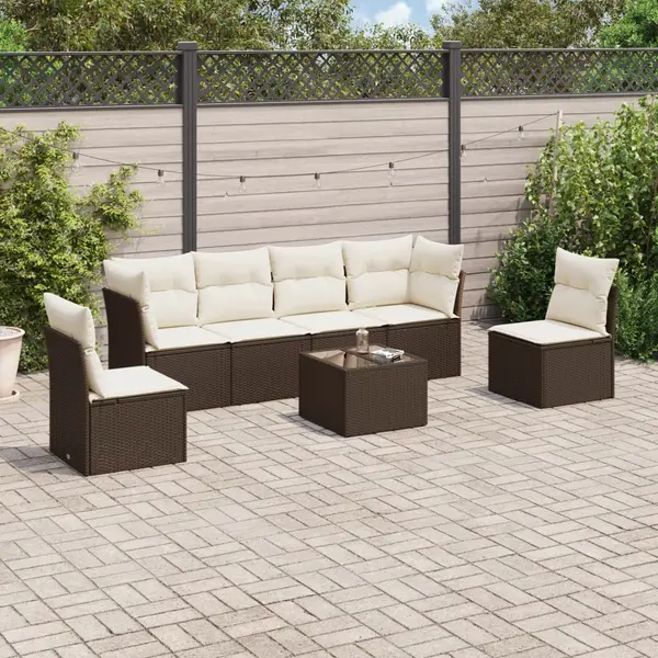 Gossi set canapele de gradina cu perne, 7 piese, maro, poliratan