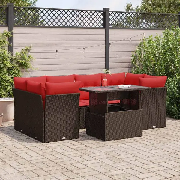 Gossi set canapele de gradina cu perne, 7 piese, maro, poliratan