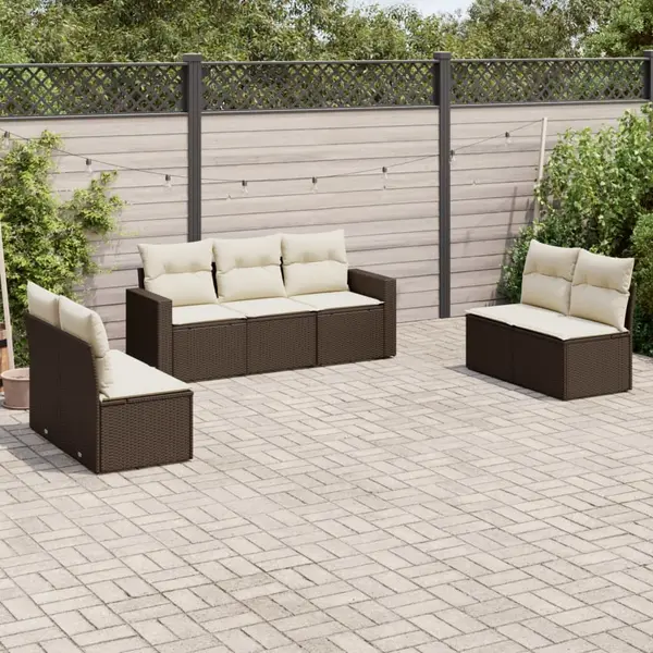Gossi set canapele de gradina cu perne, 7 piese, maro, poliratan