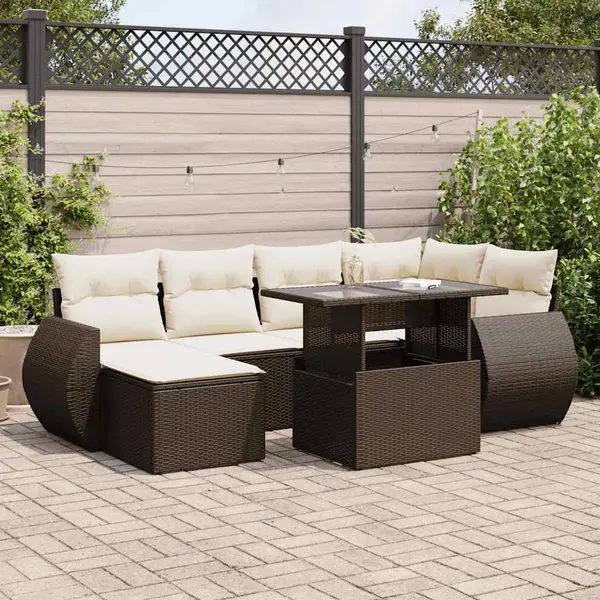 Gossi set canapele de gradina cu perne, 7 piese, maro, poliratan