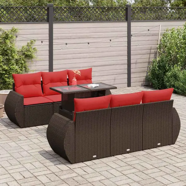 Gossi set canapele de gradina cu perne, 7 piese, maro, poliratan