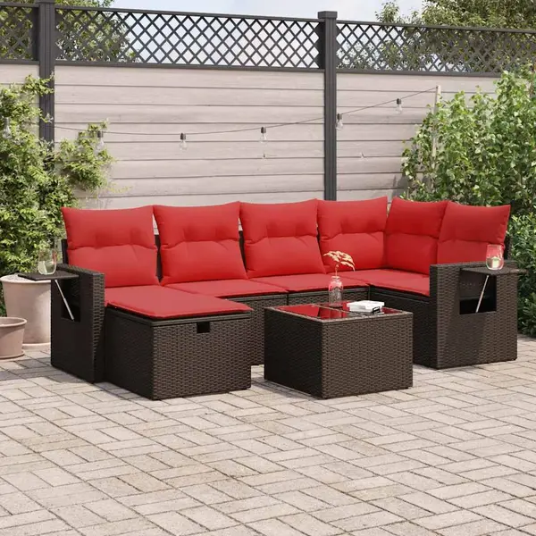 Gossi set canapele de gradina cu perne, 7 piese, maro, poliratan