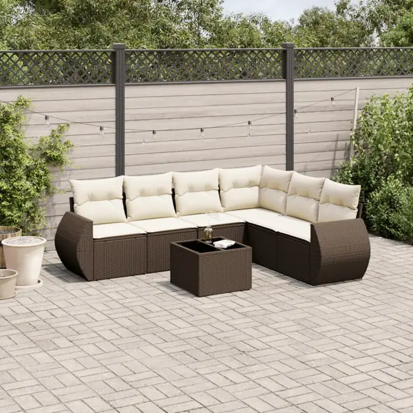 Gossi set canapele de gradina cu perne, 7 piese, maro, poliratan