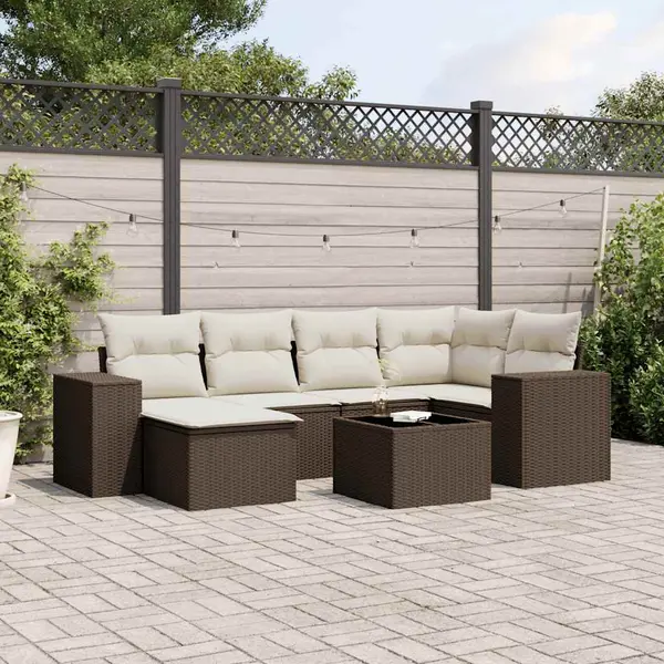 Gossi set canapele de gradina cu perne, 7 piese, maro, poliratan