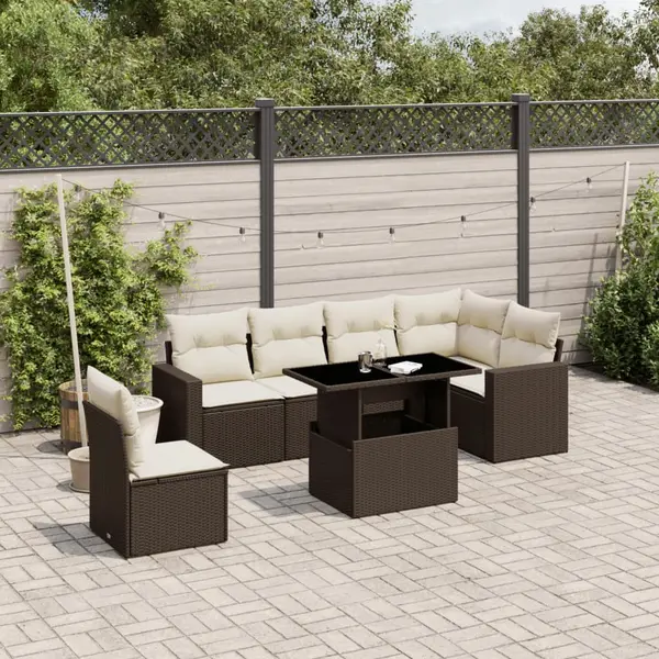 Gossi set canapele de gradina cu perne, 7 piese, maro, poliratan