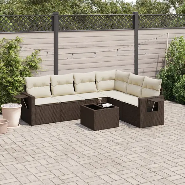Gossi set canapele de gradina cu perne, 7 piese, maro, poliratan
