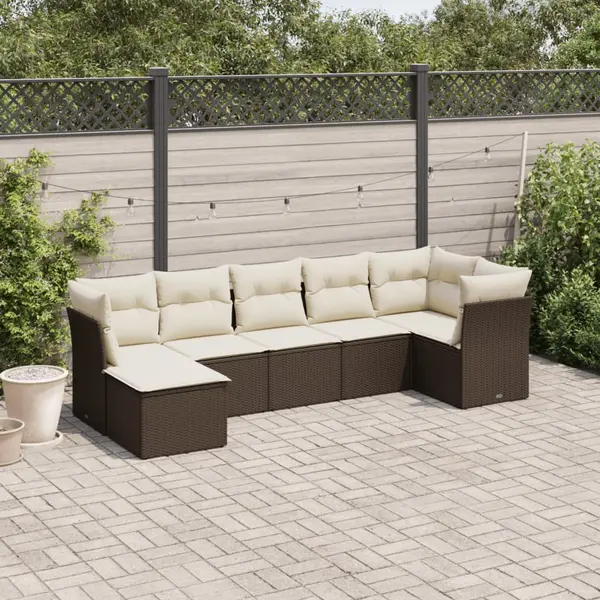 Gossi set canapele de gradina cu perne, 7 piese, maro, poliratan