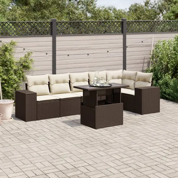 Gossi set canapele de gradina cu perne, 7 piese, maro, poliratan