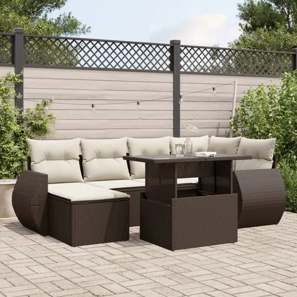 Gossi set canapele de gradina cu perne, 7 piese, maro, poliratan