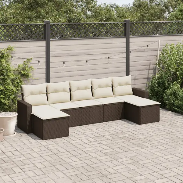 Gossi set canapele de gradina cu perne, 7 piese, maro, poliratan