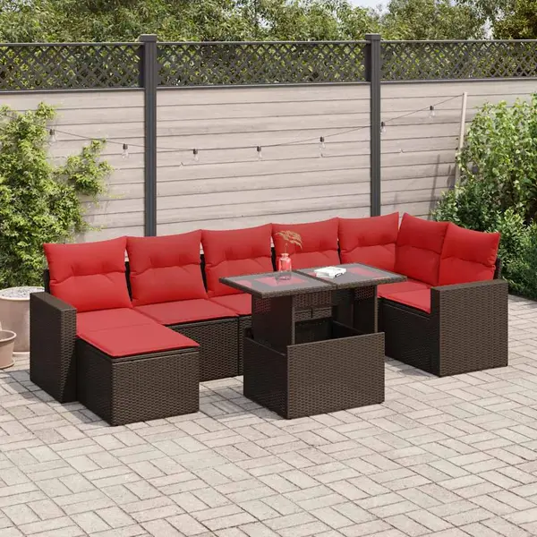 Gossi set canapele de gradina cu perne, 7 piese, maro, poliratan