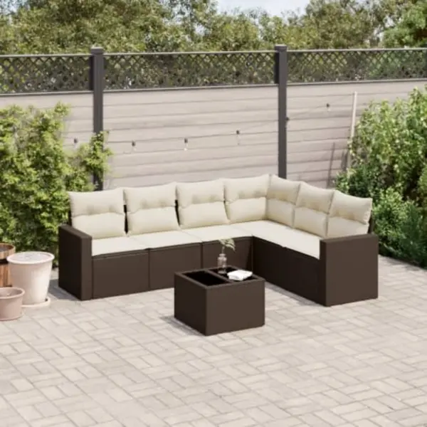 Gossi set canapele de gradina cu perne, 7 piese, maro, poliratan