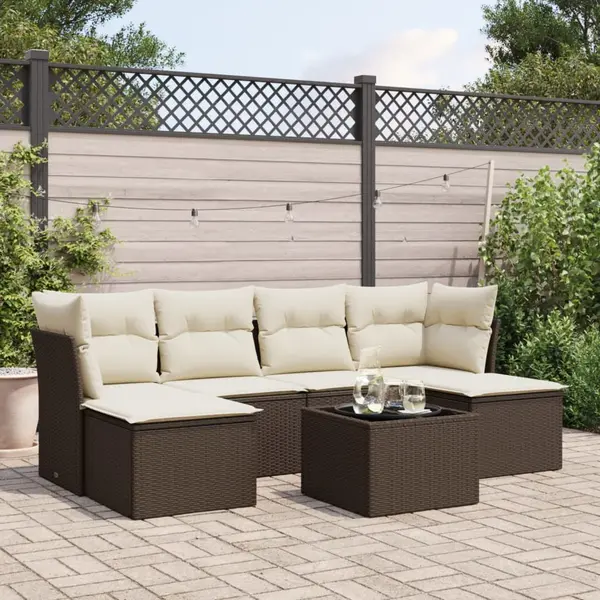 Gossi set canapele de gradina cu perne, 7 piese, maro, poliratan