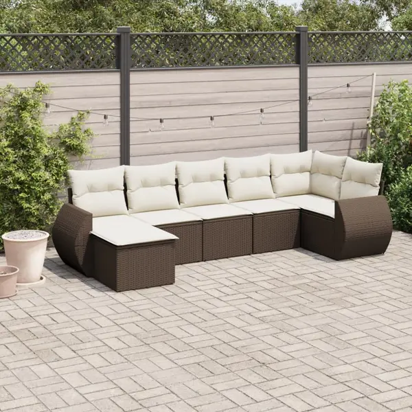 Gossi set canapele de gradina cu perne, 7 piese, maro, poliratan